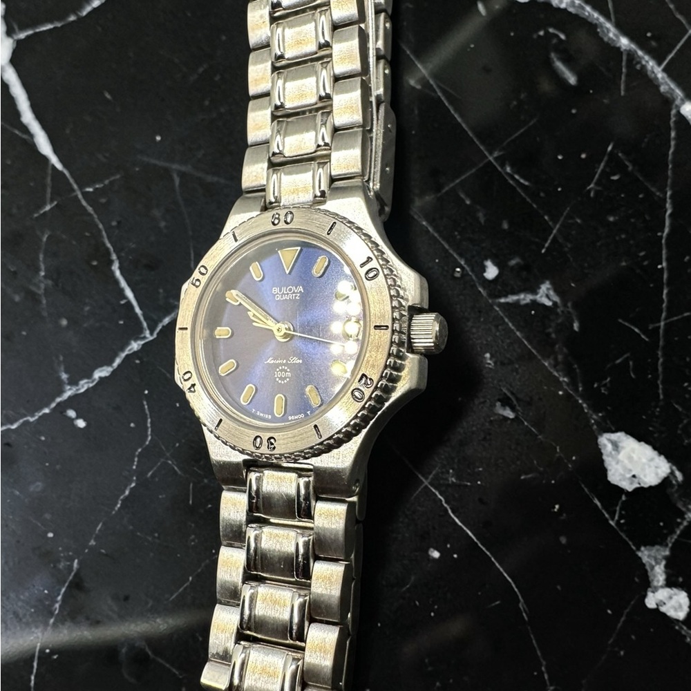 Bulova Marine Star Women’s Silver Stainless Steel Watch with Blue Dial